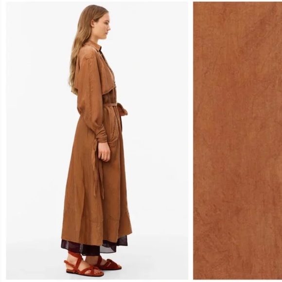 Zara Limited Edition Mustard Flowing Long Trench Coat - Picture 2 of 9